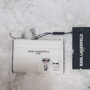Karl Lagerfeld White Card Holder with Iconic Design